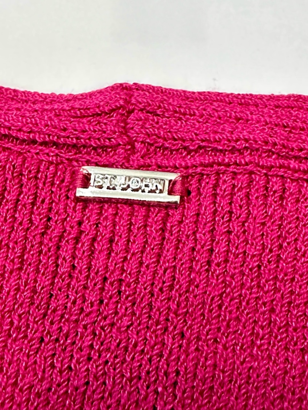 St John Sport Santana Knit Sweater Pink V-Neck 3/4 Sleeve Size S Luxury Classic - Picture 7 of 14